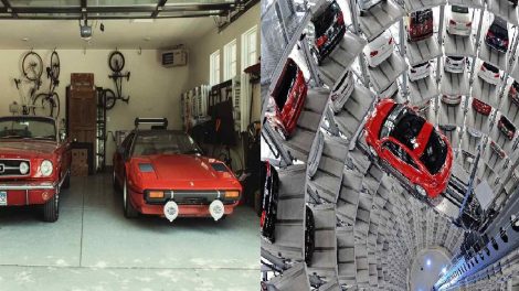Modern & old time car garage photo
